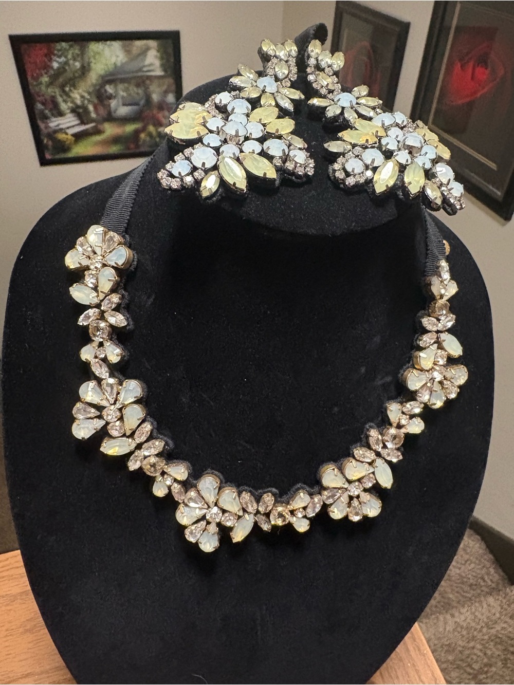 J.Crew Crystal Fabric Back Necklace and Fabric Back Earrings